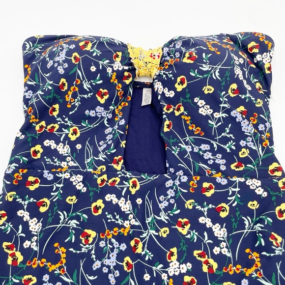 NEW Studio Anne Cole Women's Smocked Tab Bandeau One Piece Swimsuit Blue Size 12 - Picture 5 of 16